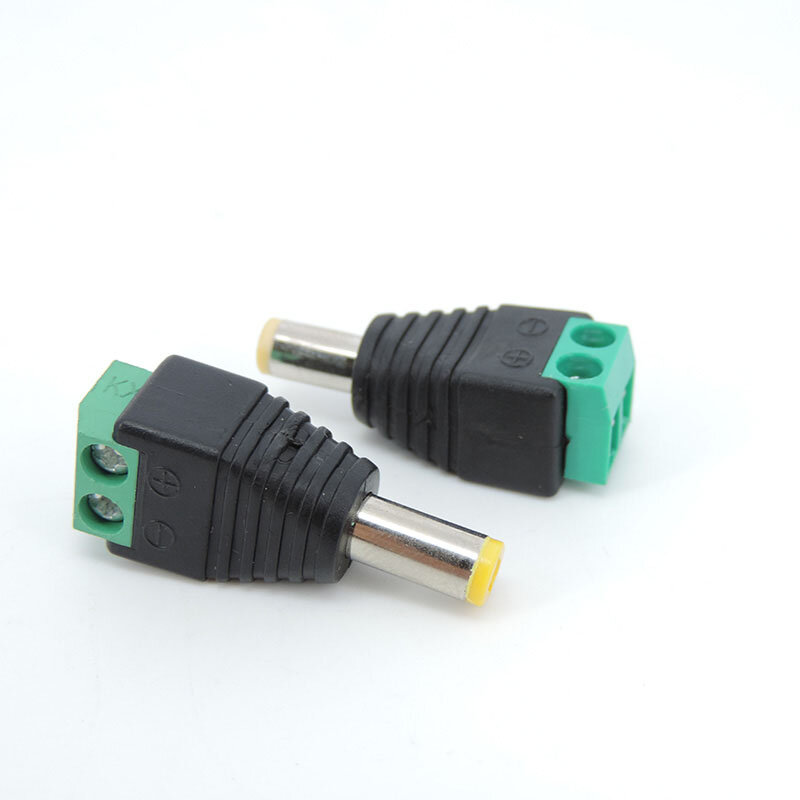 Konektor Plug suppy daya DC laki-laki, 2.1mm x 5.5mm 5.5*2.1mm 5.5x2.1 adaptor colokan kuning untuk Kamera CCTV 12V 24V DC