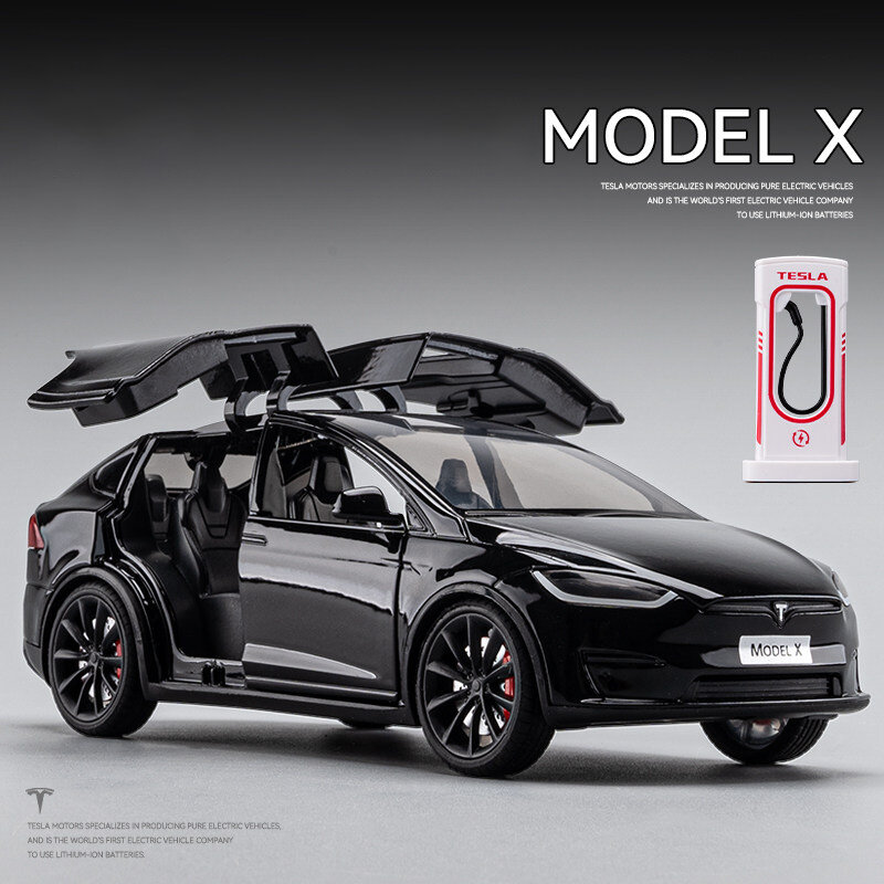 1:24 Tesla Model X Model Y Tesla Model 3 odlew stopu odlew zabawkowy modelu samochodu dźwięk i światło zabawki dla dzieci kolekcjonerskie prezent urodzinowy