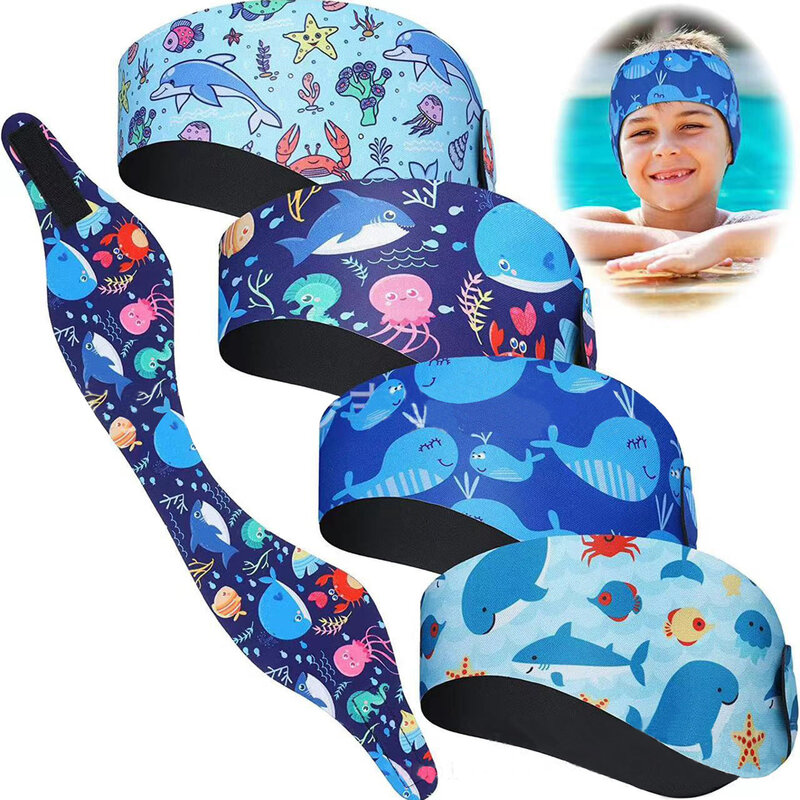 Kids Swimming Headbands Ear Bands Elastic Neoprene Size Range 20.85inch-23.2inch Professional Adjustable Protection