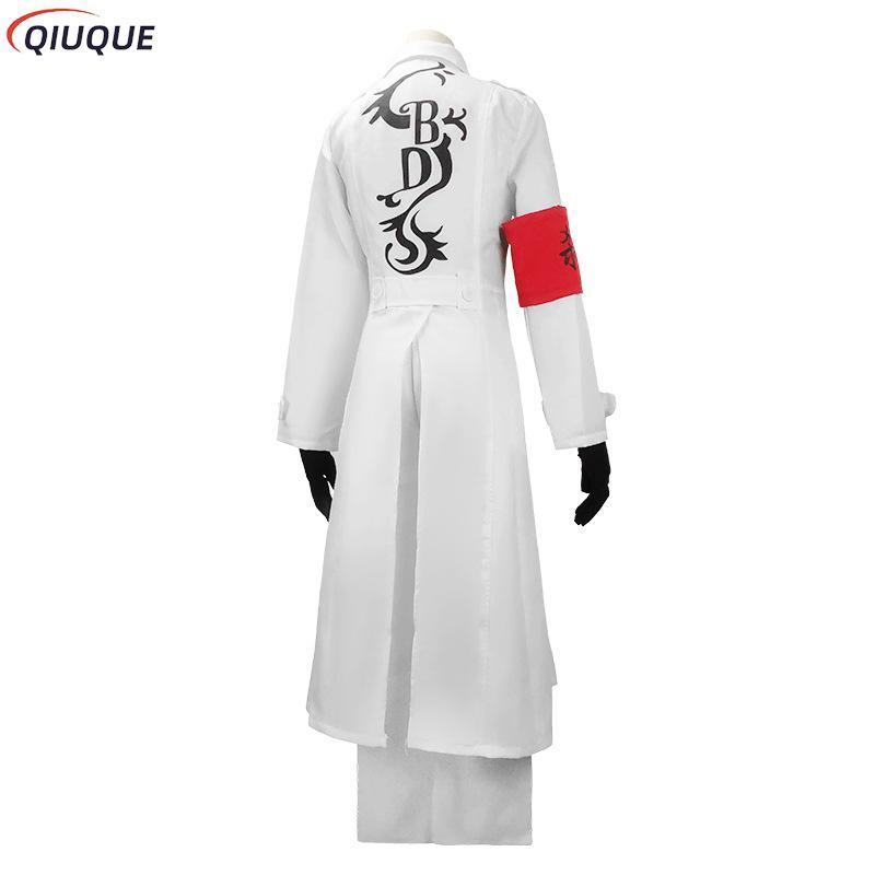 Anime Cosplay Costume White Trench Coat Pants Armband Gloves Men Women Uniforms Halloween Party Outfits