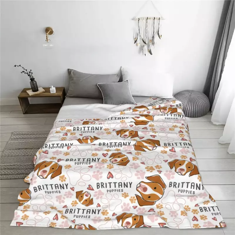 Brittany Dog Puppies Owner Blankets Velvet Decoration Cozy Super Soft Throw Blanket for Sofa Travel Bedspreads
