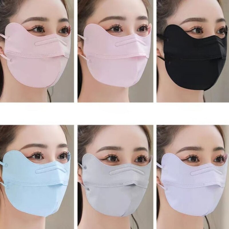 Máscara de protección solar Anti-uv UPF50 + Ice Silk, velo facial, máscara facial para montar al aire libre, senderismo, bufanda de cubierta facial Unisex transpirable, Verano