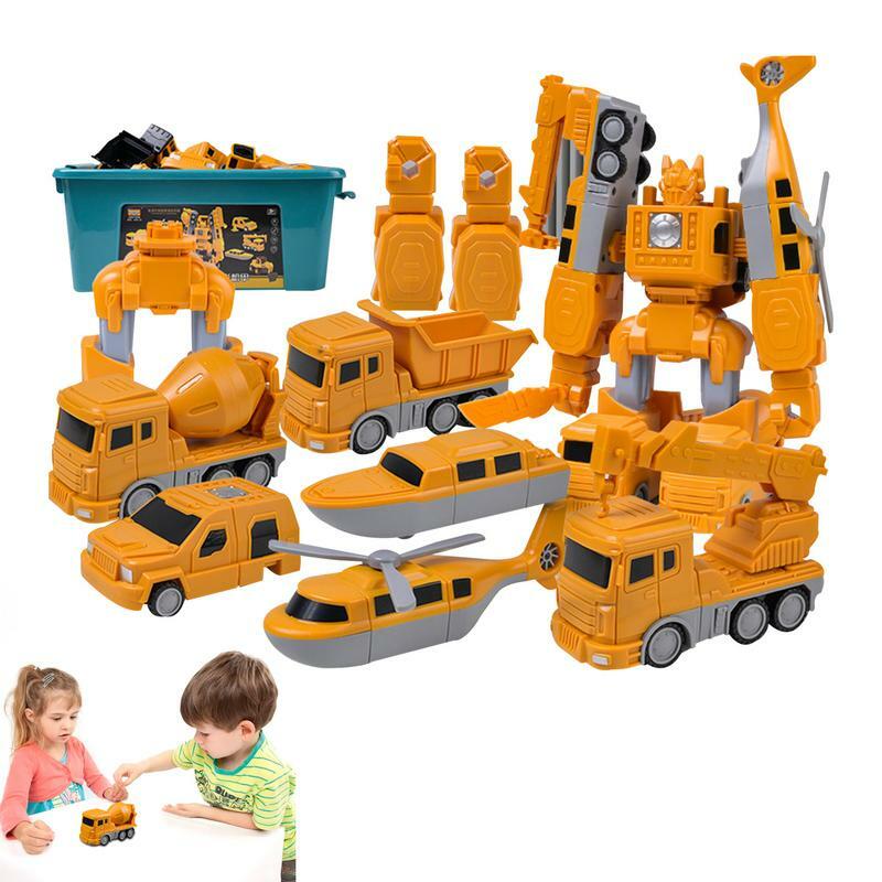 Coche de juguete magnético para niños, transformable, ingeniería ensamblada, Robot, construcción