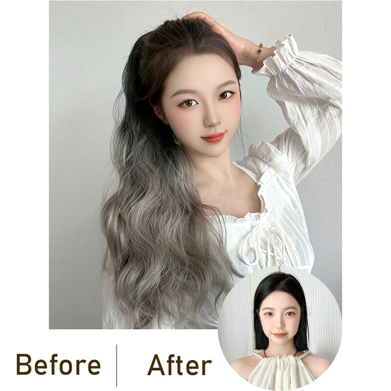Synthetic Drawstring  Ponytail for Women Gradient color Ponytail Extension Wrap Around Clip In Ponytail Hair Extension
