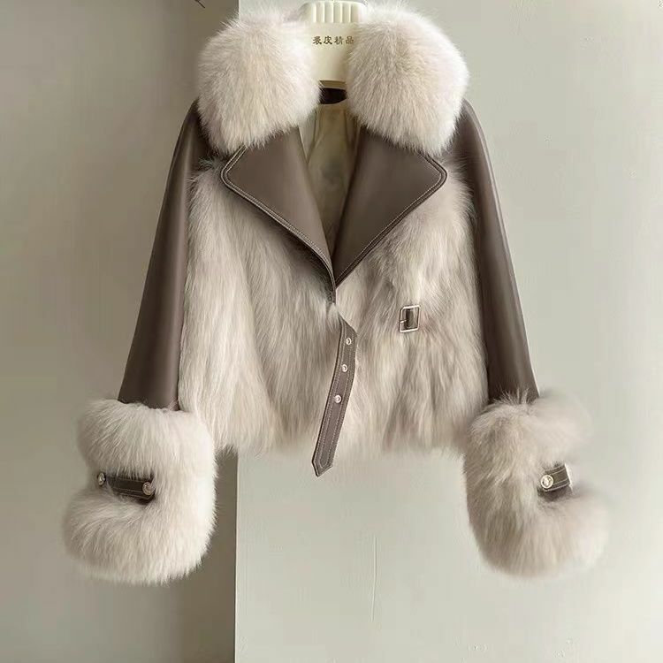Mantel bulu imitasi wanita, mantel bulu imitasi longgar kasual musim dingin Korea untuk perempuan