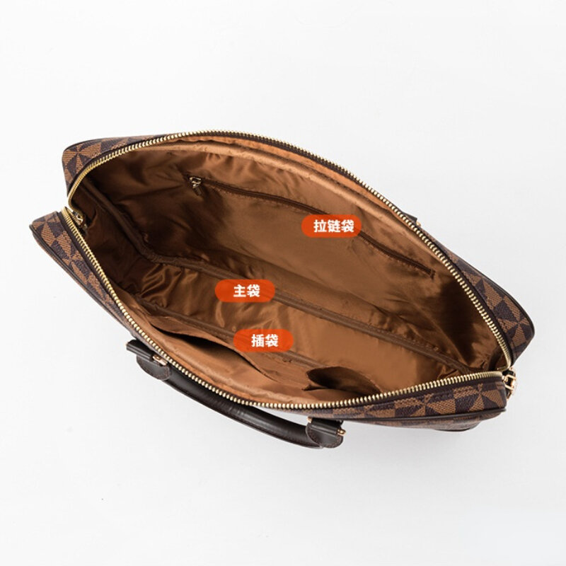 Printed Leather Business Briefcase Men/Women Wheel Bag 14/16 Inches Laptop Shoulder Bag Crossbody Computer Handbag