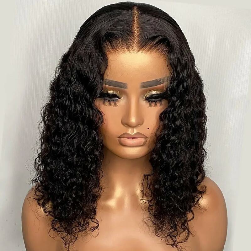 Glueless Wig Human Hair Ready to Wear Curly Bob Wigs PrePluck With Baby Hair Deep Water Wave Lace Wig shipping from South Africa