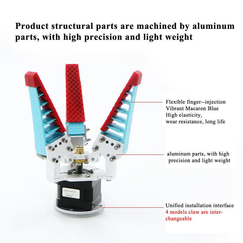 2kg Load Industrial Flexible Robot Claw with Silicone Mechanical Finger Fruit Sorting Gripper, Adaptive Pneumatic Electric Grab