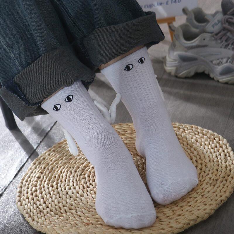 Kroean ถุงเท้าแม่เหล็กแฟชั่นสีขาวปักลายถุงเท้าผู้หญิงบางๆถุงเท้ามือระบายอากาศได้
