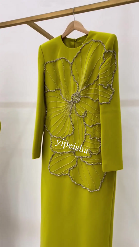 Prom Dress Evening Saudi ArabiaBall   Jersey Pattern Engagement Straight O-Neck Bespoke Occasion Gown Midi es