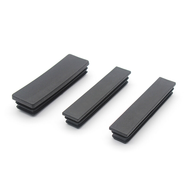 Tapas rectangulares de plástico negro, insertos de tubo de pierna de muebles, cubierta antipolvo decorativa, 10x20mm-40x80mm