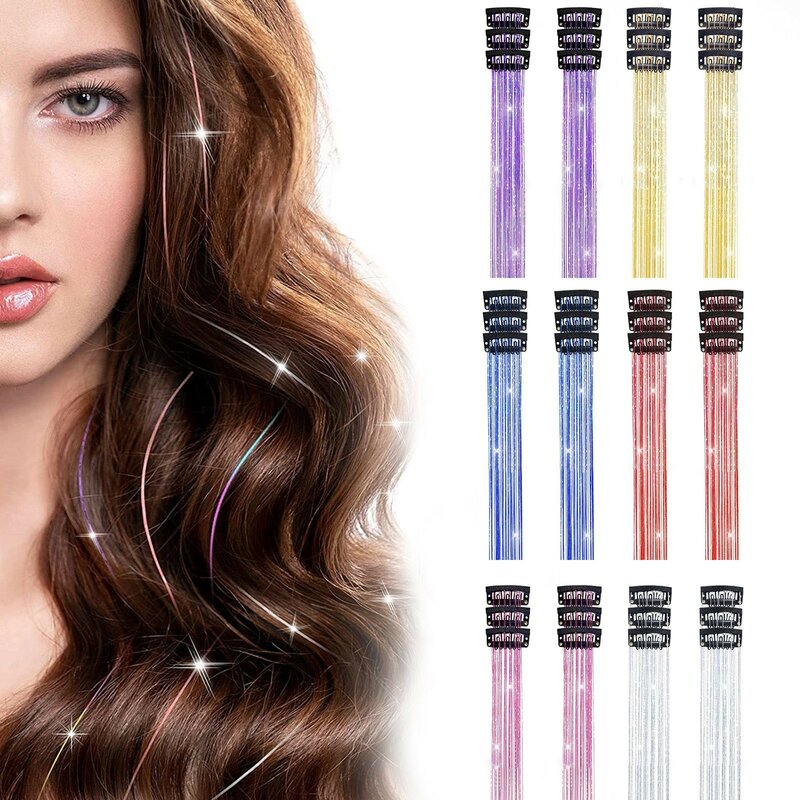Metal Ribbon Clip Gold Hair Colorful Hair Extension Wig One Card