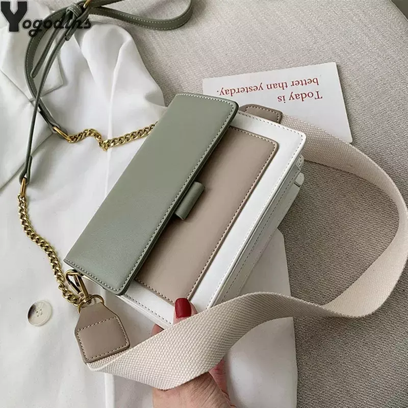 Sl03 kontrast farbene Leder Umhängetaschen für Frauen Reisetasche Mode einfache Schulter Messenger