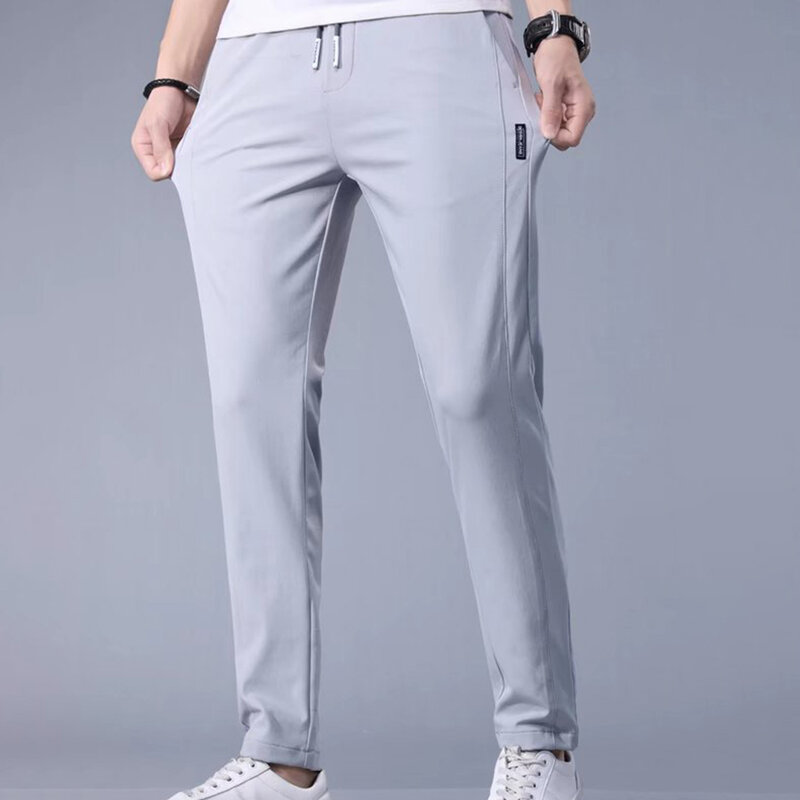Pantalones deportivos de secado rápido para hombre, pantalones casuales sueltos de pierna recta, delgados