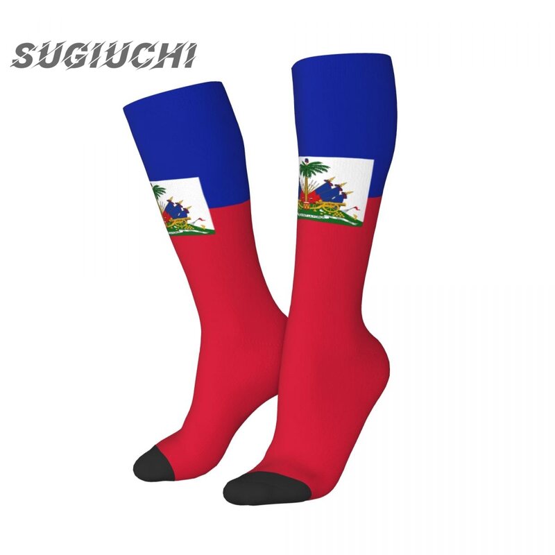 Haiti Flag Polyester 3D Printed Socks For Men Women Casual High Quality Kawaii Socks Street Skateboard Socks