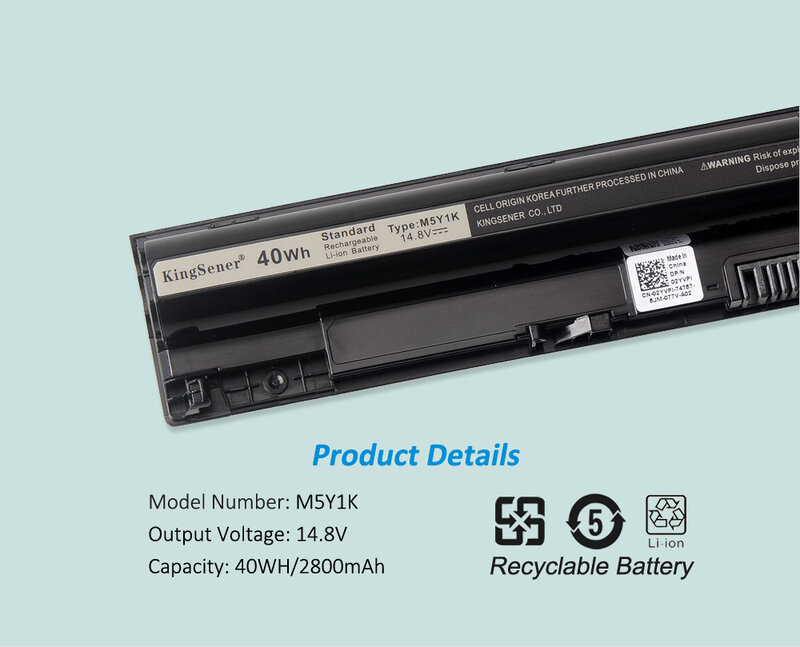 KingSener-Batterie d'ordinateur portable pour Dell Inspiron, 14.8V, 2800mAh, M5Y1K, 3451, 3458, 3551, 3558, V3458, V3451, N3558, 5551, 5552, 5555, 5558, 5559