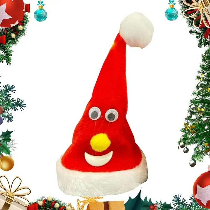 Chapeau de Noël électrique en peluche pour enfants, balançoire lumineuse, chapeaux de musique, jouets d'arbre de Noël, cadeau pour enfants