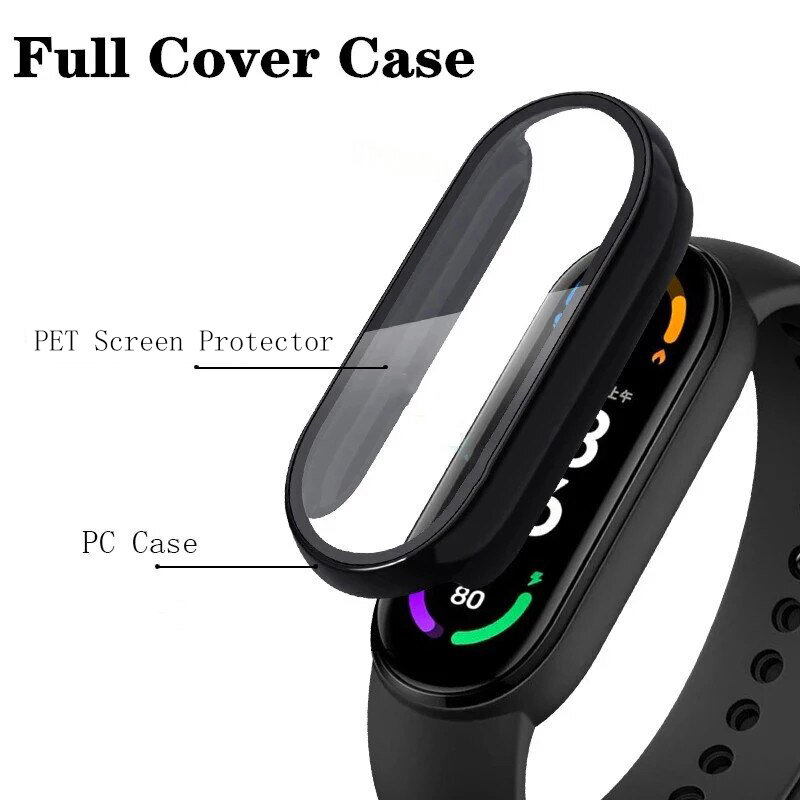 Case cover+glass For Xiaomi Mi Band 7 6 Accessories Case+Film Full Coverage Protective Cover Miband 7 6 5 4 3 screen protector