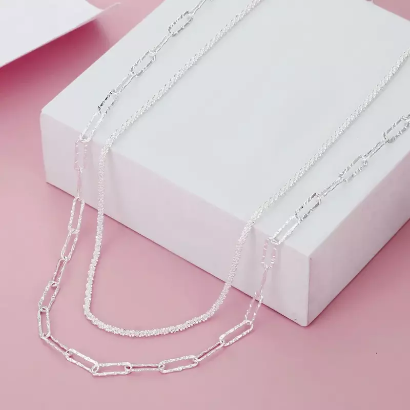 Collana di lusso a doppia catena geometrica in argento Sterling 925 per le donne Fashion Designer Party accessori per matrimoni regali di gioielli