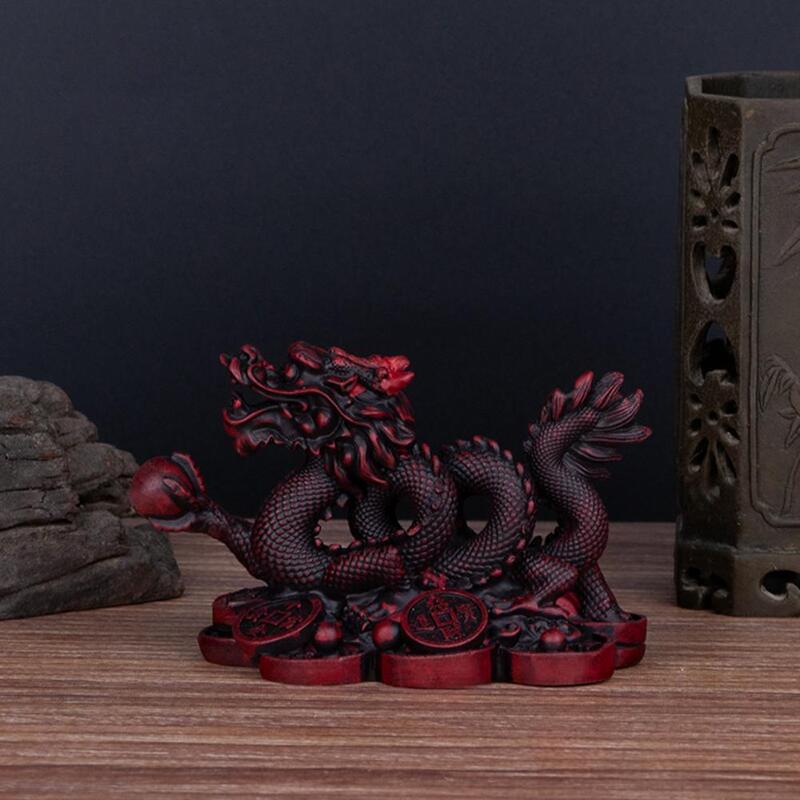 Resin Dragon Statue Wealth Prosperity Chinese Dragon Sculpture Wealth Good Luck Feng Shui Dragon Statue Office Home Decoration