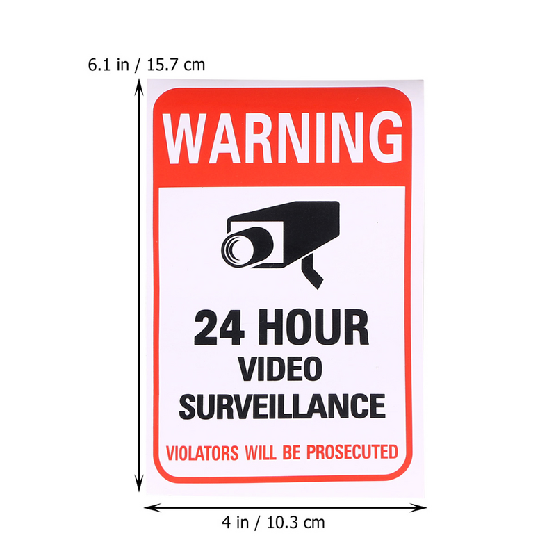 20 Stuks 24 Uur Video Surveillance Sticker Waarschuwing Video Surveillance Teken