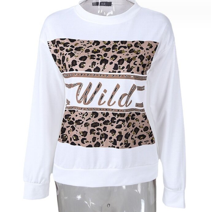 Suéter informal con estampado de leopardo para mujer, jersey de manga larga con cuello redondo, Tops con temperamento, Otoño, 2023