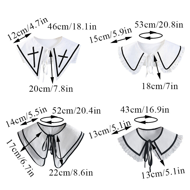 2023 White Fake Collar for Women Detachable Collar Ladies Shawl Wrap Removable False Blouse Sweater Collar Clothes Accessory