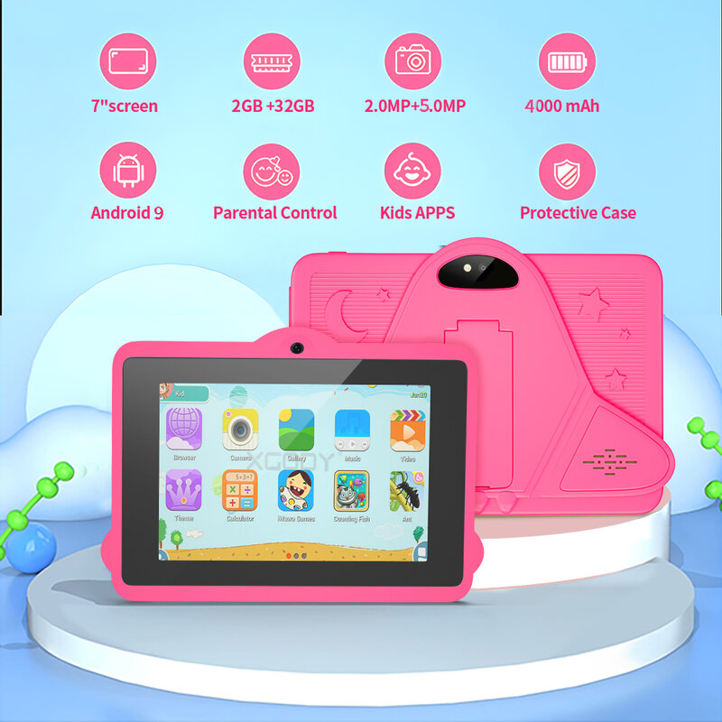 BDF 5G WiFi K1 Tablet 7 Inch Children kids Tablet PC Android 9.0 Tablets Pc 32GB Nice Design Learning entertainment gift kids