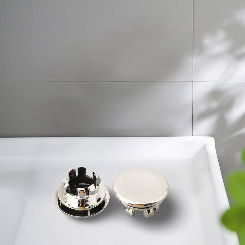 Cubierta de anillo de desbordamiento para lavabo, orificio de repuesto cromado de plástico galvanizado, accesorios de Hardware para fregadero de cocina y baño, 2 unidades