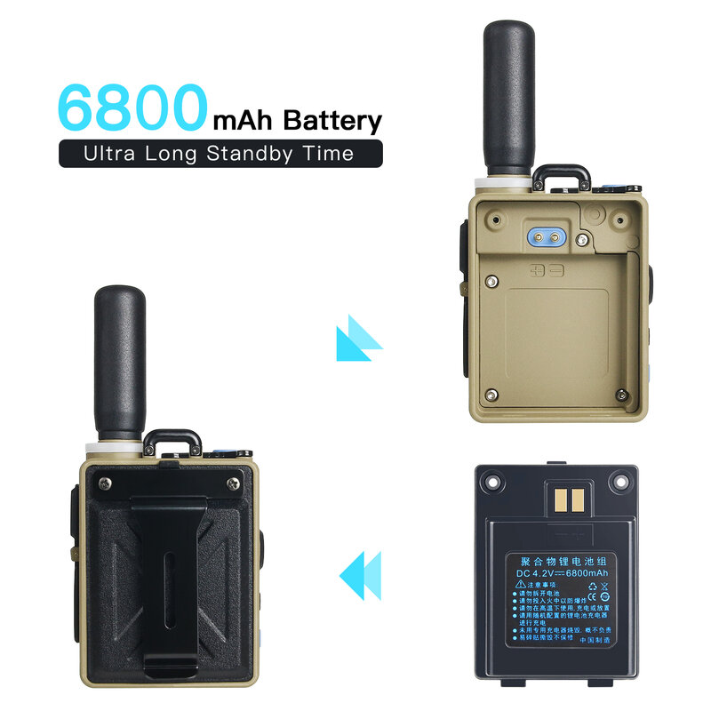 G6 워키토키 휴대용 트랜시버, 웨어러블 UHF 트랜시버 라디오, 5000km, 10W, 400-470Mhz