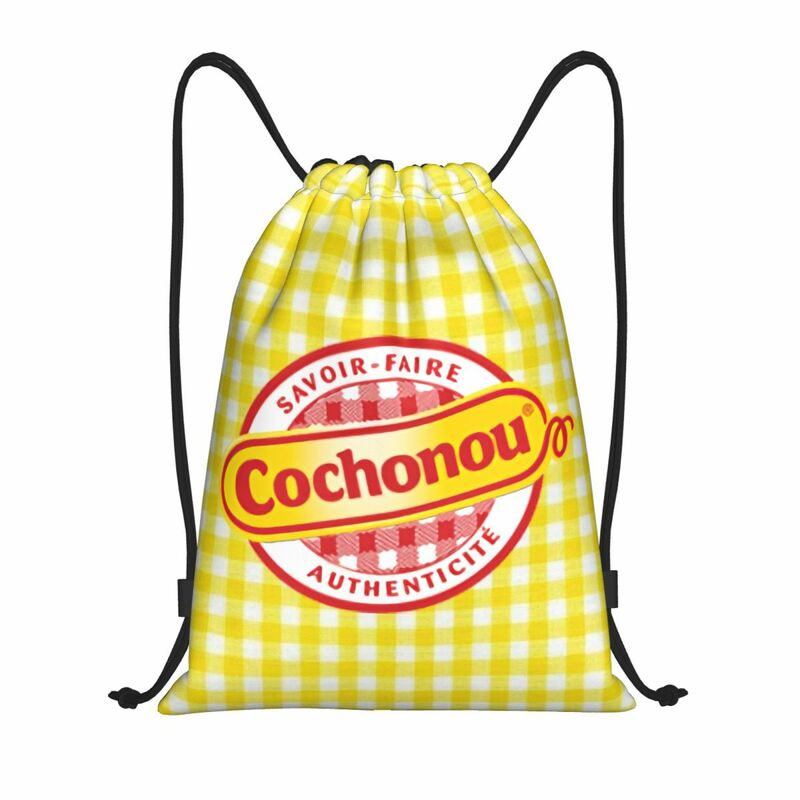 Custom Cochonou Saucisson Sausage Drawstring Bags Men Women Lightweight Sports Gym Storage Backpack