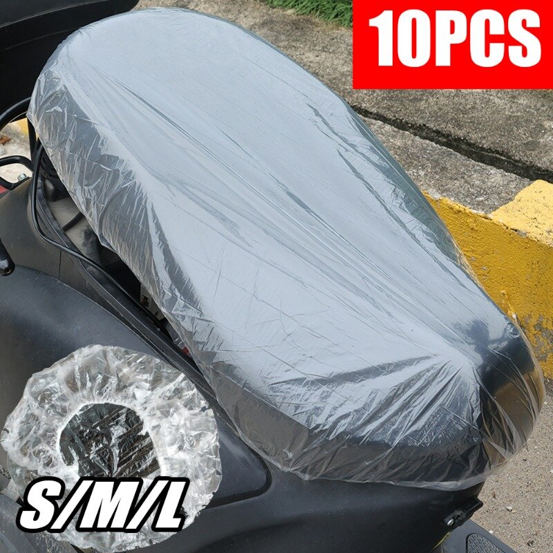Funda desechable para asiento de motocicleta, cubierta protectora de plástico transparente, a prueba de lluvia y polvo, para vehículo eléctrico
