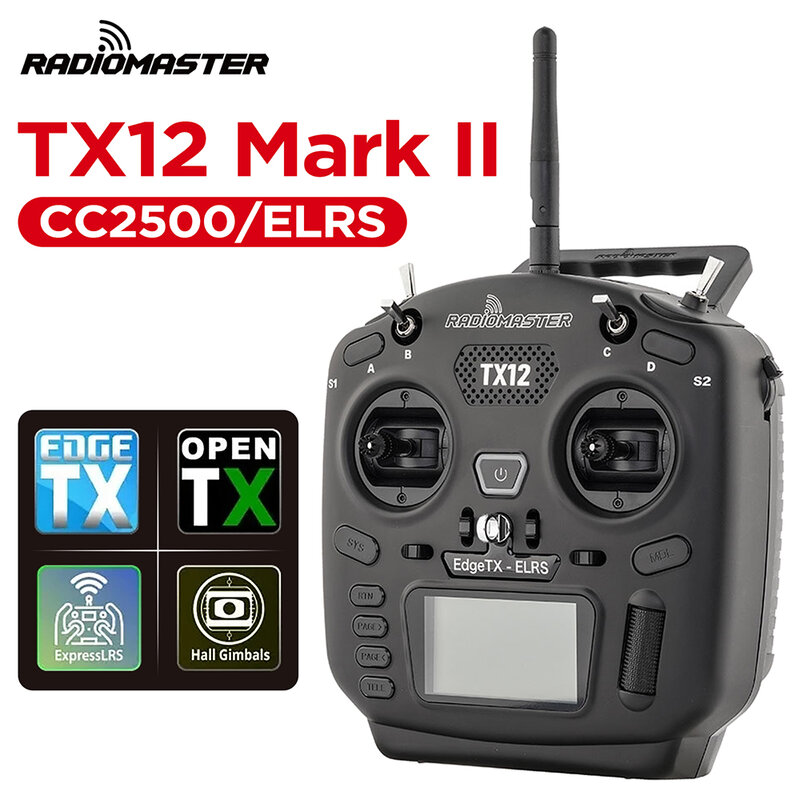 Радиоконтроллер RADIOMASTER TX12 MK II CC2500/ELRS EdgeTX OpenTX 2,4 ГГц 16CH Hall Gimbals цифровой радиопередатчик