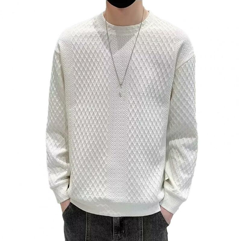 Мужской осенне-зимний свитер, плотный вязаный свободный свитер с длинным рукавом, мягкий пуловер с Вафельной текстурой, теплый повседневный мужской свитер