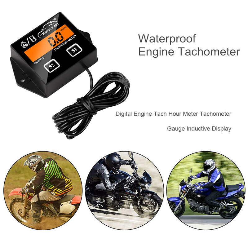 Tacómetro para motocicleta, medidor de horas, tacómetro para Motor fuera de borda, cortacésped, motosierra marina, motosierra, pit bike, LCD Digital