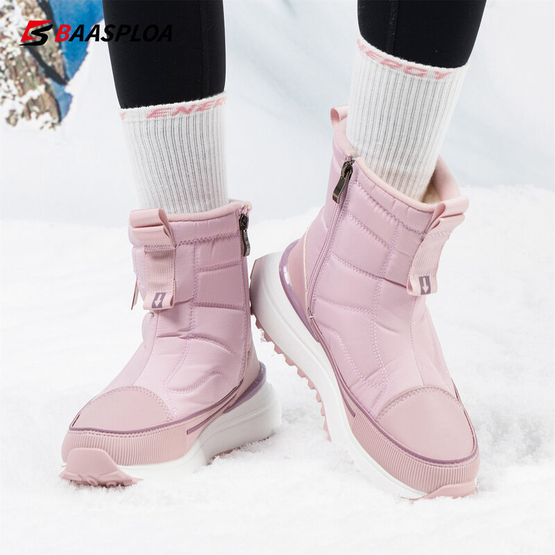 Baasploa-botas impermeables para mujer, botines de felpa cálidos, cómodos, antideslizantes, para caminar al aire libre, invierno, novedad