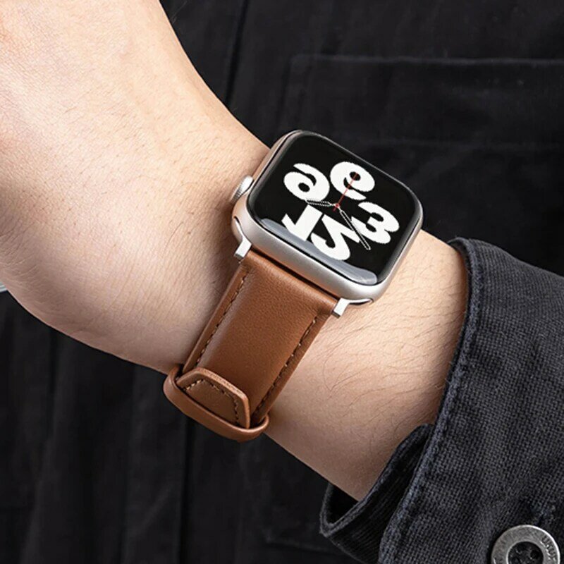 Pulseira relógio de couro para homem e mulher, pulseira de relógio Apple, pulseira feminina, iWatch Series 8, 7, 6, 5, 4, 3, banda SE, 44mm, 45 milímetros, 42 milímetros, 38 milímetros, 40 milímetros, 41 milímetros