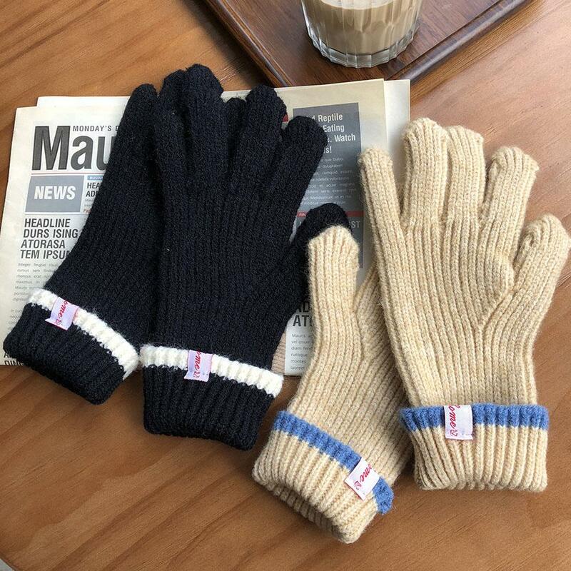 Модные вязаные перчатки для сенсорного экрана, женские зимние однотонные пушистые перчатки Y2k Harajuku для уличного катания на лыжах, спортивные перчатки