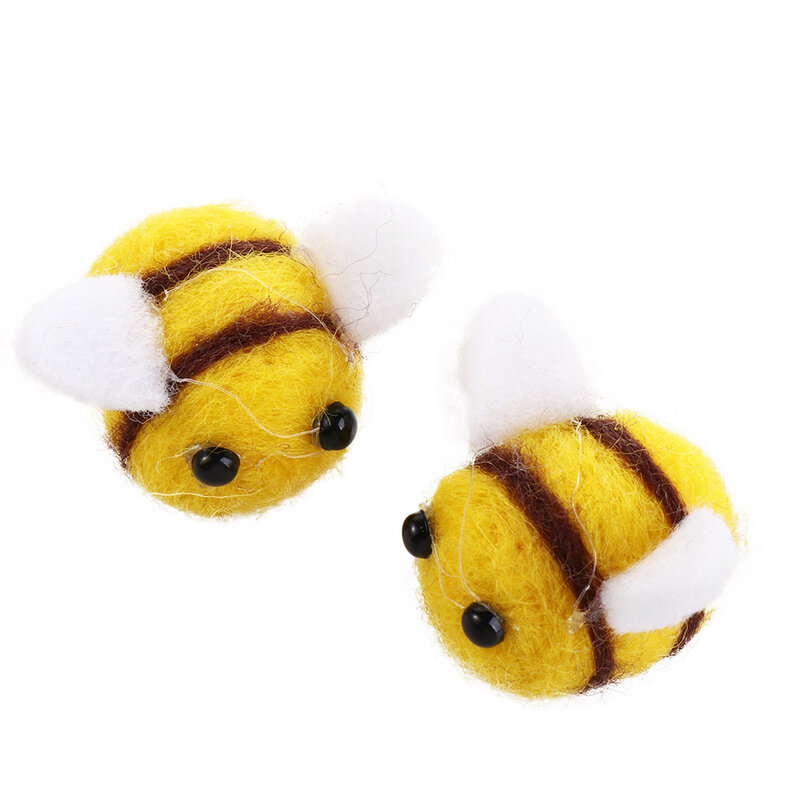 10 Stuks Kawaii Wolvilt Honingbij Pluche Dieren Wolvilt Pop Diy Bag Hanger Miniatuur Bee