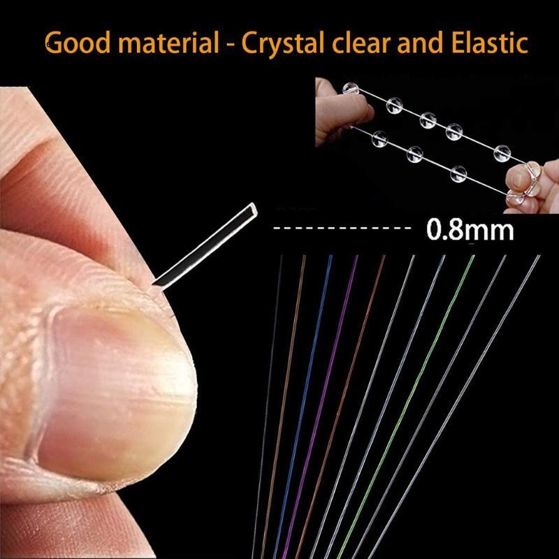X7YA 10 rollos hilo cristal 150m, hilo hecho a mano 0,8mm, línea hilo elástico, pulsera elástica, cordón para