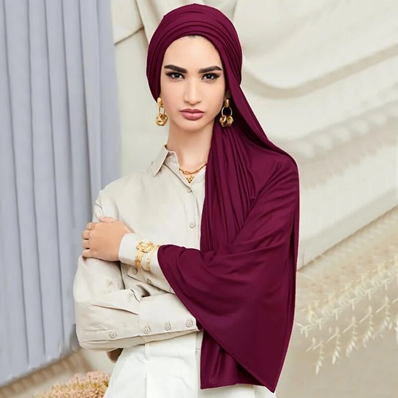 Hijabs de algodão modal para mulheres, lenço muçulmano longo, xale, turbante macio, envoltório de gravata, roupas islâmicas, 170x70cm