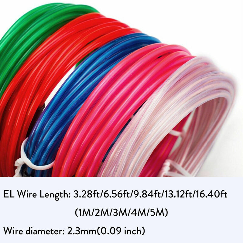 EL Wire 5m 4m 3m 2m 1m LED Strip flessibile Neon 5V 3V 12V corda impermeabile per auto fai da te Party Room abbigliamento decorazione della casa