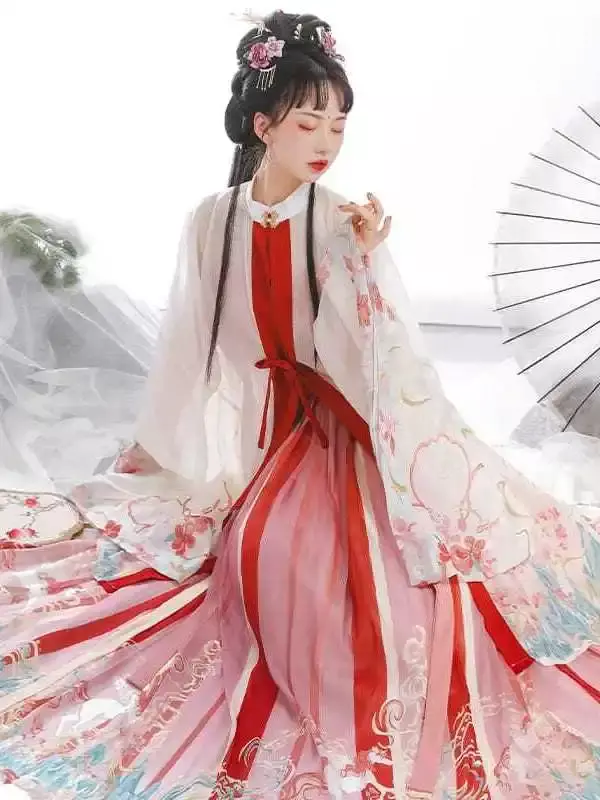 Chinese Style Hanfu Ming Dynasty Dress Women Traditional Embroidery Princess Dresses Oriental Fairy Cosplay Stage Dance Robe
