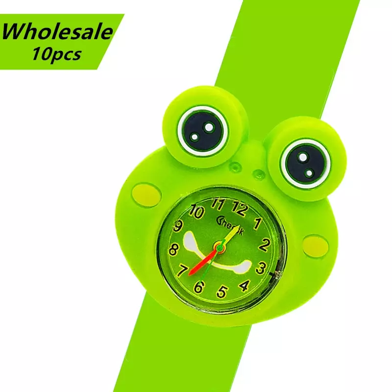 Wholesale 10Pcs/lot Children Watch Clock Cartoon Bee,Ladybug,Butterfly,Frog,Penguin,Whale Toy Kids Slap Wrist Watches Baby Gift