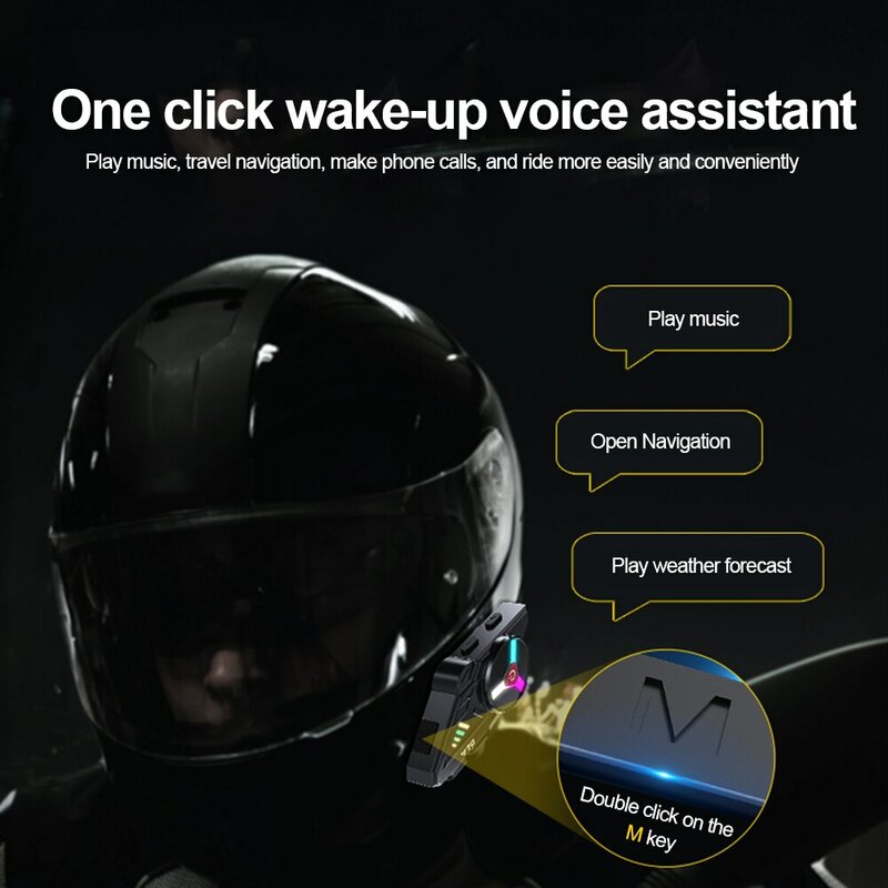 Y70 Zestaw słuchawkowy do kasku motocyklowego Bluetooth V5.3 Kolorowe światła RGB Słuchawki IPX6 Wodoodporne wsparcie Łączenie 2 telefony Ten sam czas