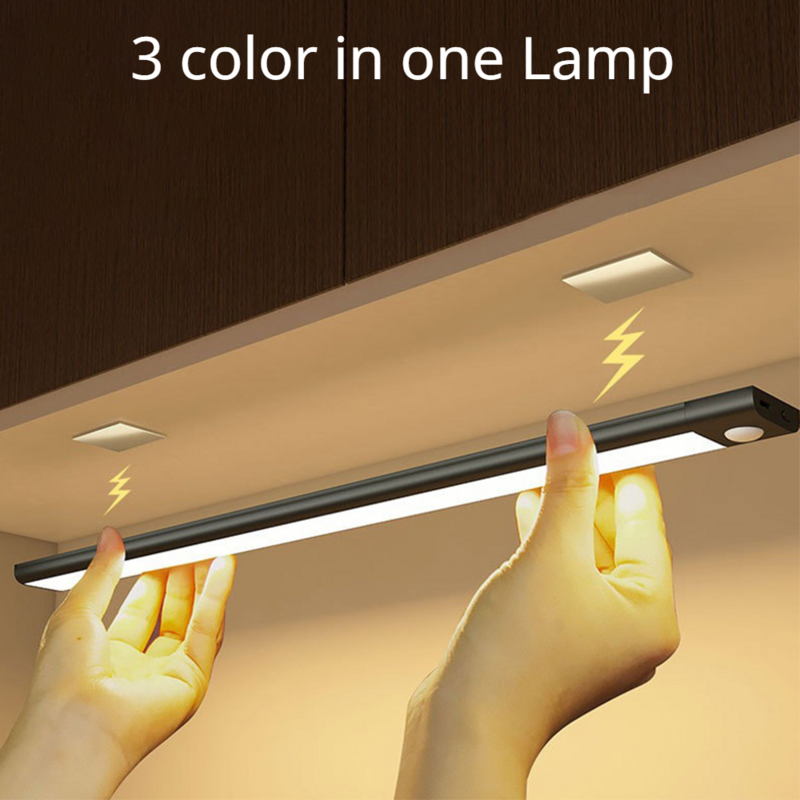 เซ็นเซอร์ตรวจจับการเคลื่อนไหวไร้สายไฟ LED กลางคืนแสงไฟ Led เปลี่ยนสีได้โคมไฟตู้โคมไฟตู้เสื้อผ้าภายใต้ Backlight สำหรับห้องครัว LED