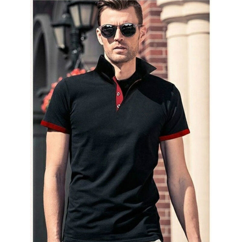 Мужская рубашка-поло с коротким рукавом, новая одежда контрастных цветов, летняя уличная одежда, повседневные Модные мужские топы
