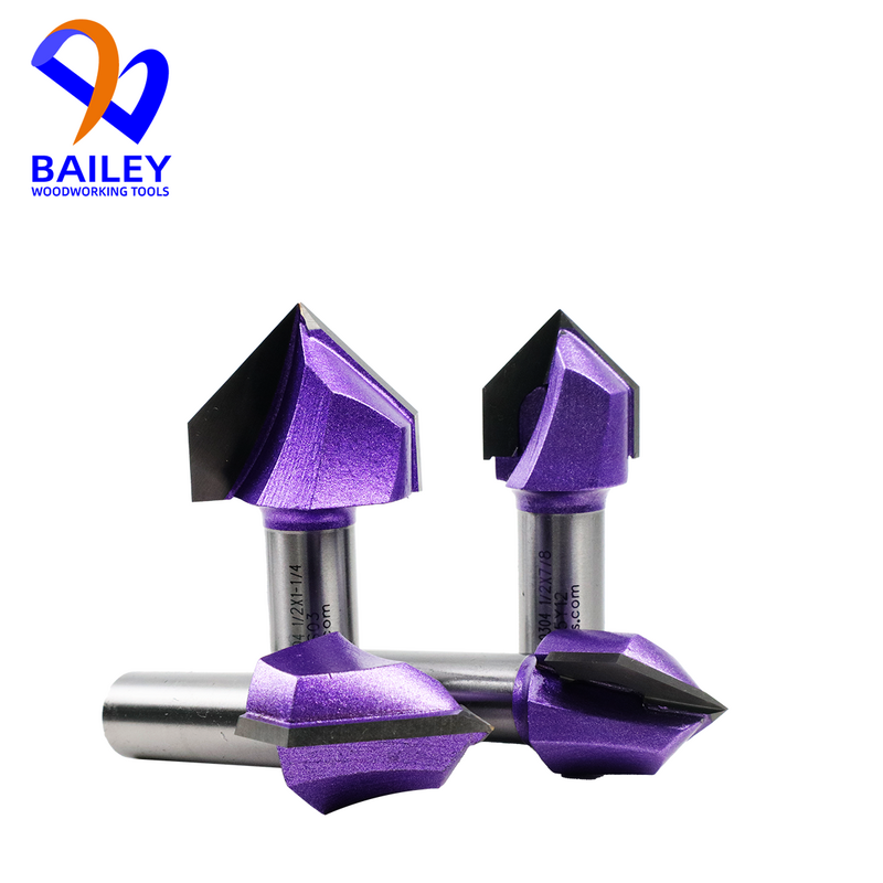 BAILEY 1PC 90°V Grooving Bit 1/2 Woodworking Milling Cutter For Wood 6.35mm Shank