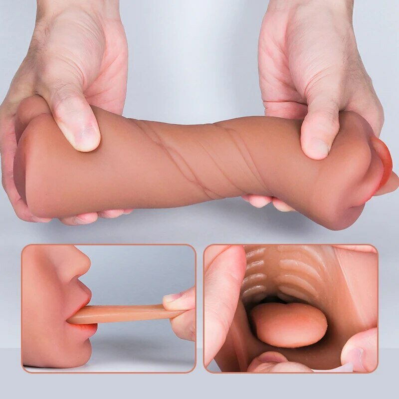 ألعاب جنسية 3 في 1 للرجال للاستمناء في الحلق العميق استمناء ذكوري عن طريق الفم مهبل مطاطي واقعي