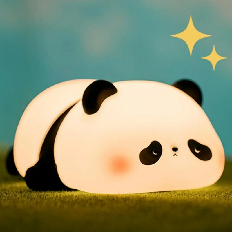 Lámpara decorativa de silicona con diseño de Animal Panda Adorable, luz nocturna con temporizador y Control táctil, regulable, para mesita de noche y guardería